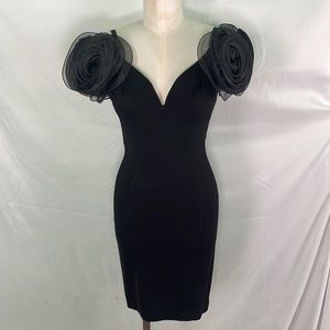 Vintage Tadaski large rosette black body con cocktail dress size medium